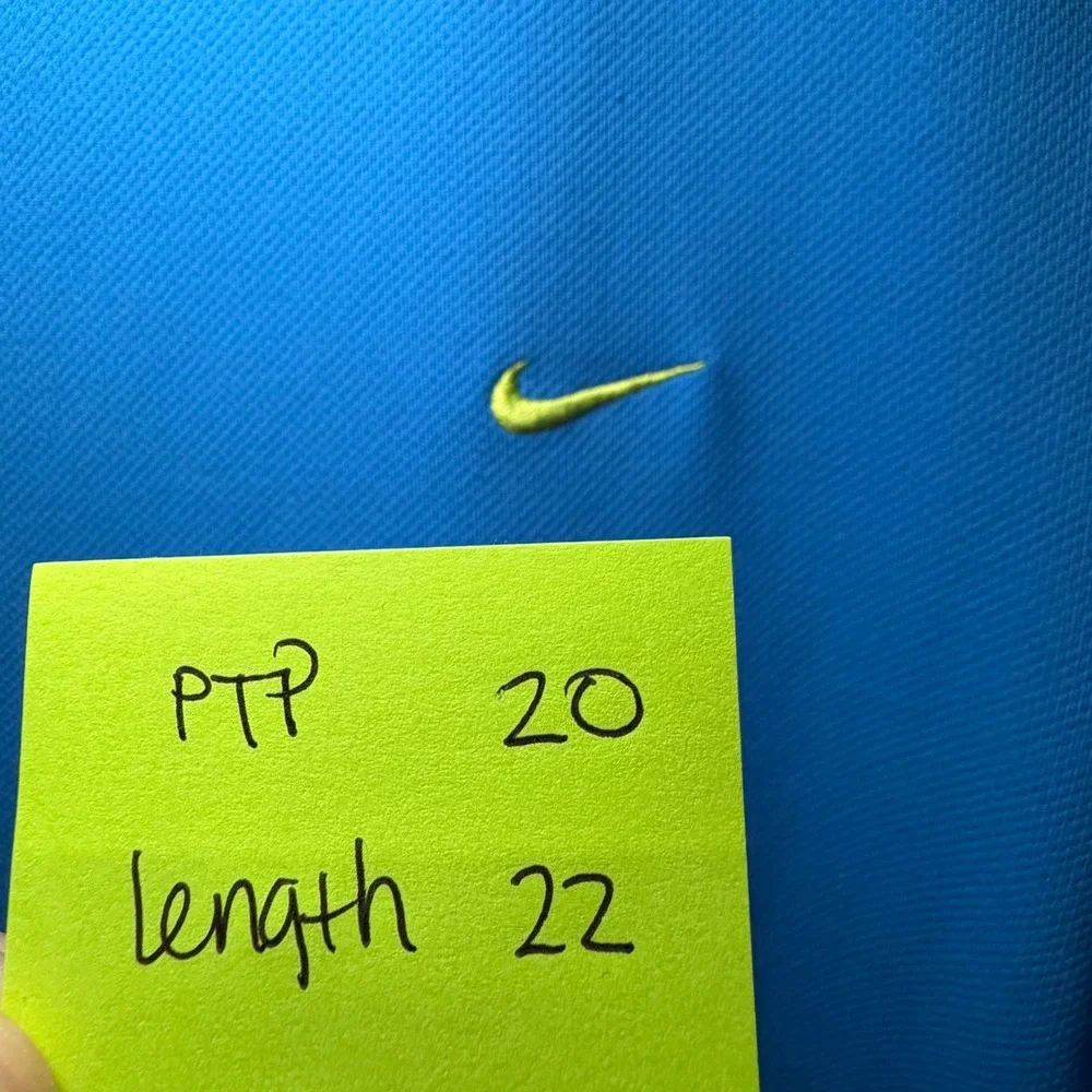 Y2K vintage Nike Dri-FIT UV Blue Lime Green Short Sleeve Athletic Shirt Womens L